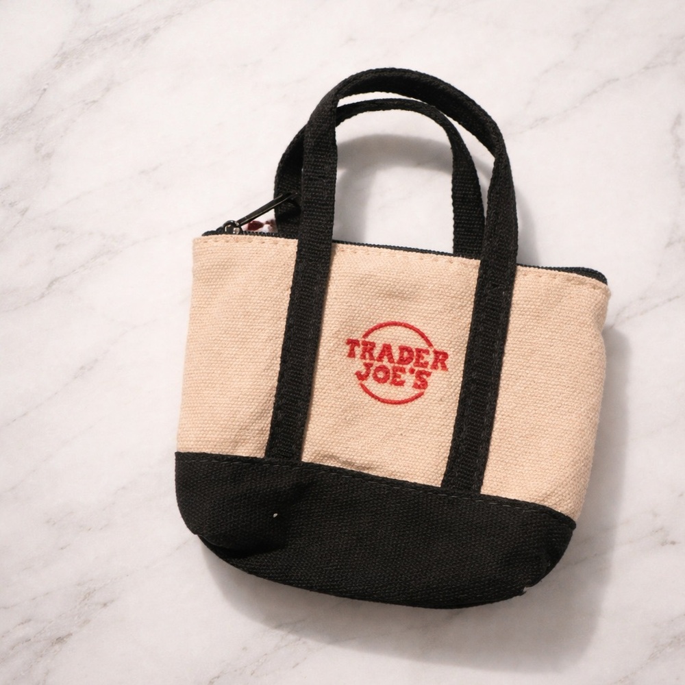 Trader Joe’s, micro mini Green and Tan Tote Bag